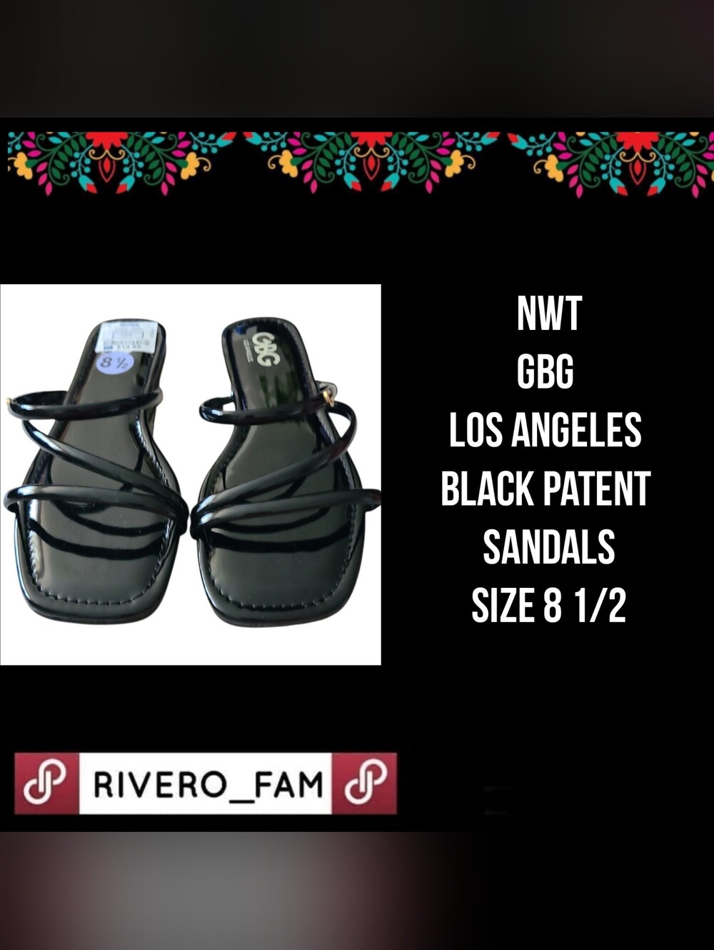 NWT | GBG LOS ANGELES |  BLACK PATENT SANDALS | SIZE 8 1/2